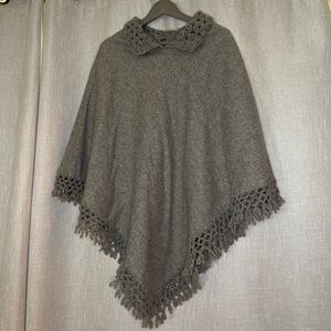 Mexican Merino Wool Shawl Gray Oversized